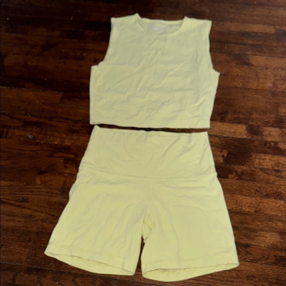 Yellow Aritzia TNA Butter Workout Set